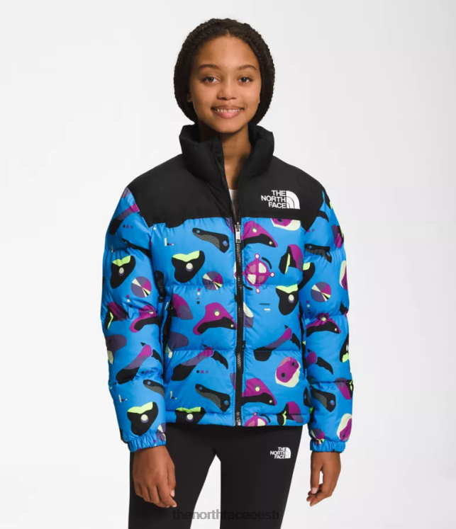 lapsed 1996 aasta retro nuptse jope The North Face VJRZH909 Riietus superheli sinine infograafik