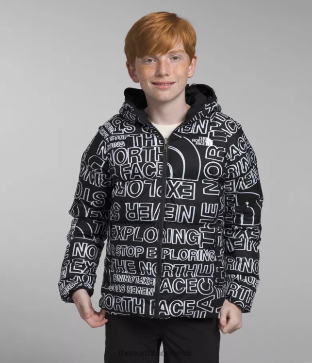 lapsed pööratav põhjakauputsiga jope The North Face VJRZH817 Riietus tnf must tnf markeri logo trükk