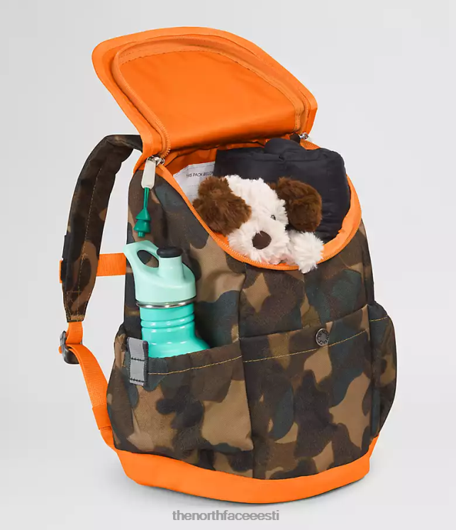 lapsed noorte mini explorer seljakott The North Face VJRZH396 tarvik kasulik pruun camo tekstuuritrükk/mandariin