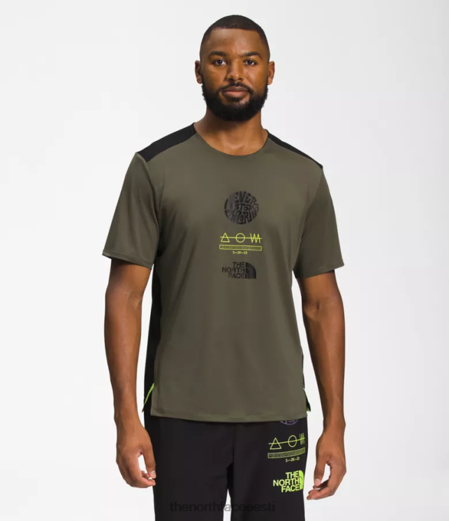 mehed trailwear kadunud rannikul lühikeste varrukatega The North Face VJRZH881 Riietus uus taupe roheline/tnf must/led kollane