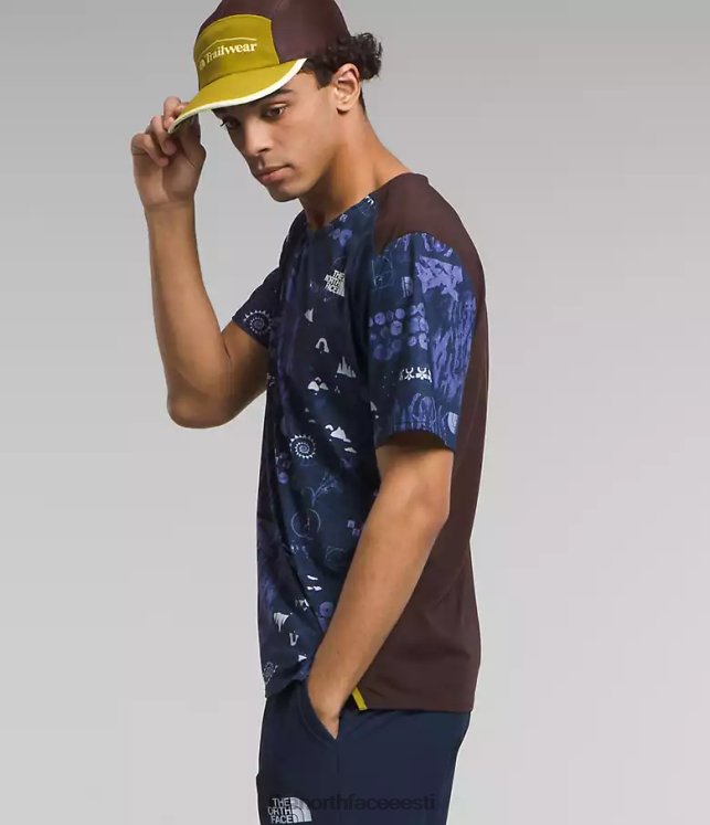 mehed trailwear kadunud rannikul lühikeste varrukatega The North Face VJRZH882 Riietus tippkohtumine mereväe loodusremiksitrükk