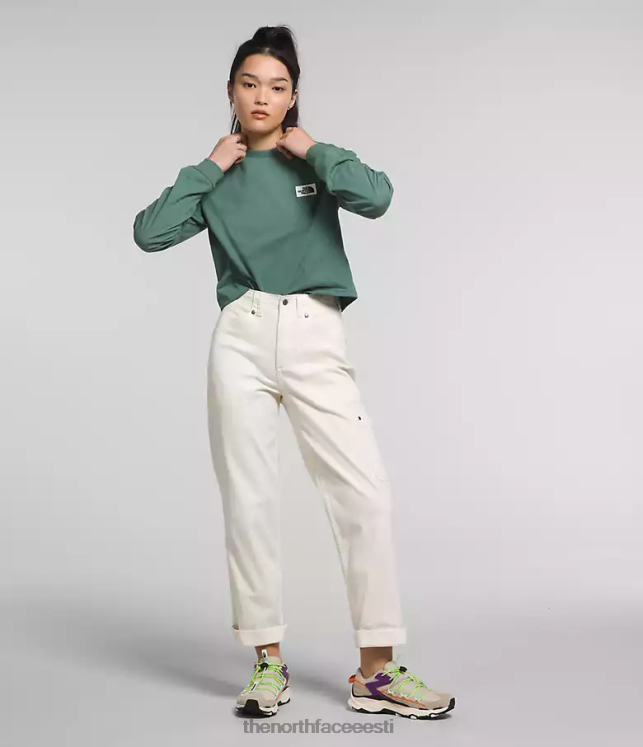 naised pikkade varrukatega pärandplaastri tee The North Face VJRZH852 Riietus tume salvei